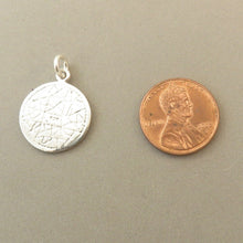 Load image into Gallery viewer, PEACE SIGN on Words Disc .925 Sterling Silver Charm Pendant Medallion Overlay Symbol MY11