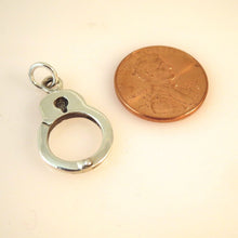 Load image into Gallery viewer, Sale! HANDCUFF .925 Sterling Silver 3-D Charm Pendant Police Sheriff Law Enforcement SL37N