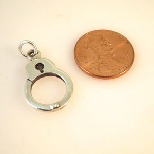 Sale! HANDCUFF .925 Sterling Silver 3-D Charm Pendant Police Sheriff Law Enforcement SL37N