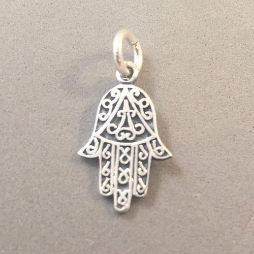 Sale! HAMSA HAND .925 Sterling Charm Pendant Hand Henna Filagree Middle East Sign Symbol FA148