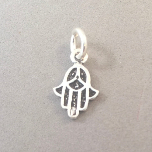 HAMSA PEACE Tiny .925 Sterling Silver Charm Pendant Hand middle east protection FA24