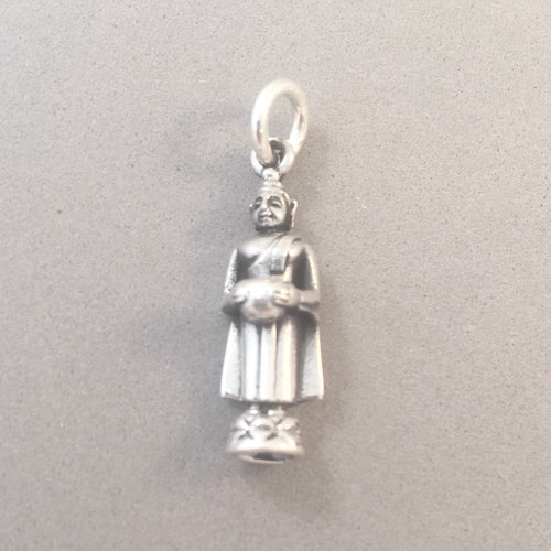 ALMS BOWL BUDDHA .925 Sterling Silver 3-D Charm Pendant Temple Asia Tat Bak Buddhism Monk fa18