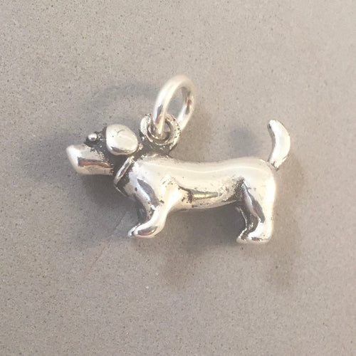 Sale! WEINER DOG .925 Sterling Silver 3-D Charm Pendant Dachshund with Collar Dog Breed Puppy dg02