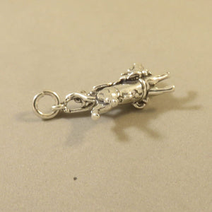 BULL RIDER .925 Sterling Silver 3-D Charm Pendant Rodeo Cowboy Bucking Riding an20