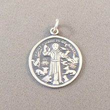 Load image into Gallery viewer, SAINT FRANCIS of ASSISI .925 Sterling Silver Medal/Medallion Charm Pendant Faith Religion Round fa32