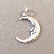 Load image into Gallery viewer, MAN in the MOON Charm .925 Sterling Silver Double Sided Charm Face Crescent Astrology my20