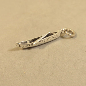 CANOE with OAR .925 Sterling Silver 3-D Charm Pendant Native American Indian Boat NT05