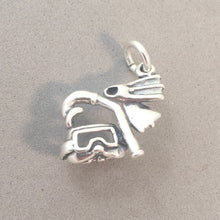 Load image into Gallery viewer, SNORKEL, MASK &amp; FIN .925 Sterling Silver 3-D Charm Pendant Snorkeling Scuba Diving Dive sp20