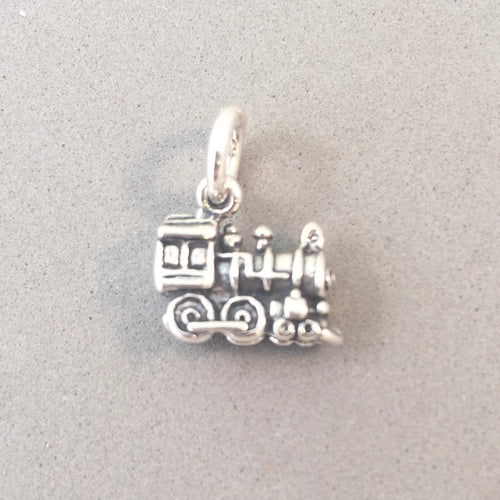 TRAIN ENGINE .925 Sterling Silver 3-D Small Charm Pendant Railroad Locomotive Toy vh12