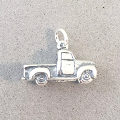 1960'S PICK-UP TRUCK .925 Sterling Silver 3-D Charm Pendant Vehicle Old Chevy Ford Pickup vh28