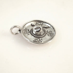 SOMBRERO .925 Sterling Silver 3-D Charm Pendant Guatemala Mexico Central America Fiesta Hat tm20