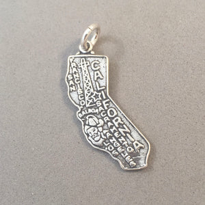 Sale! CALIFORNIA .925 Sterling Silver State Map Charm travel San Fransisco Sacramento Los Angeles Balboa ST-CA