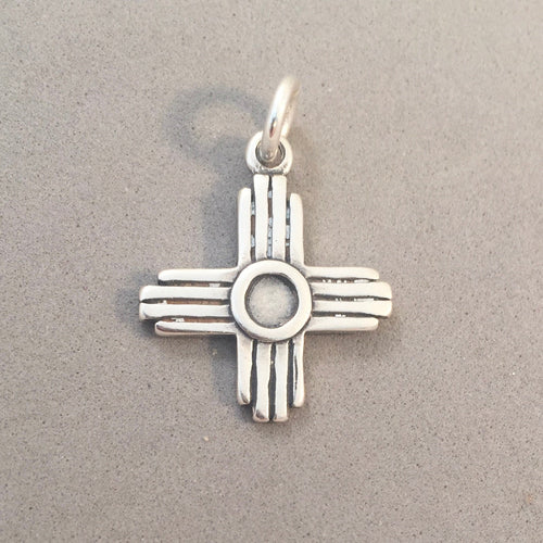ZIA SYMBOL .925 Sterling Silver Charm Pendant New Mexico Pueblo Pottery Travel Places Tourist  tw20