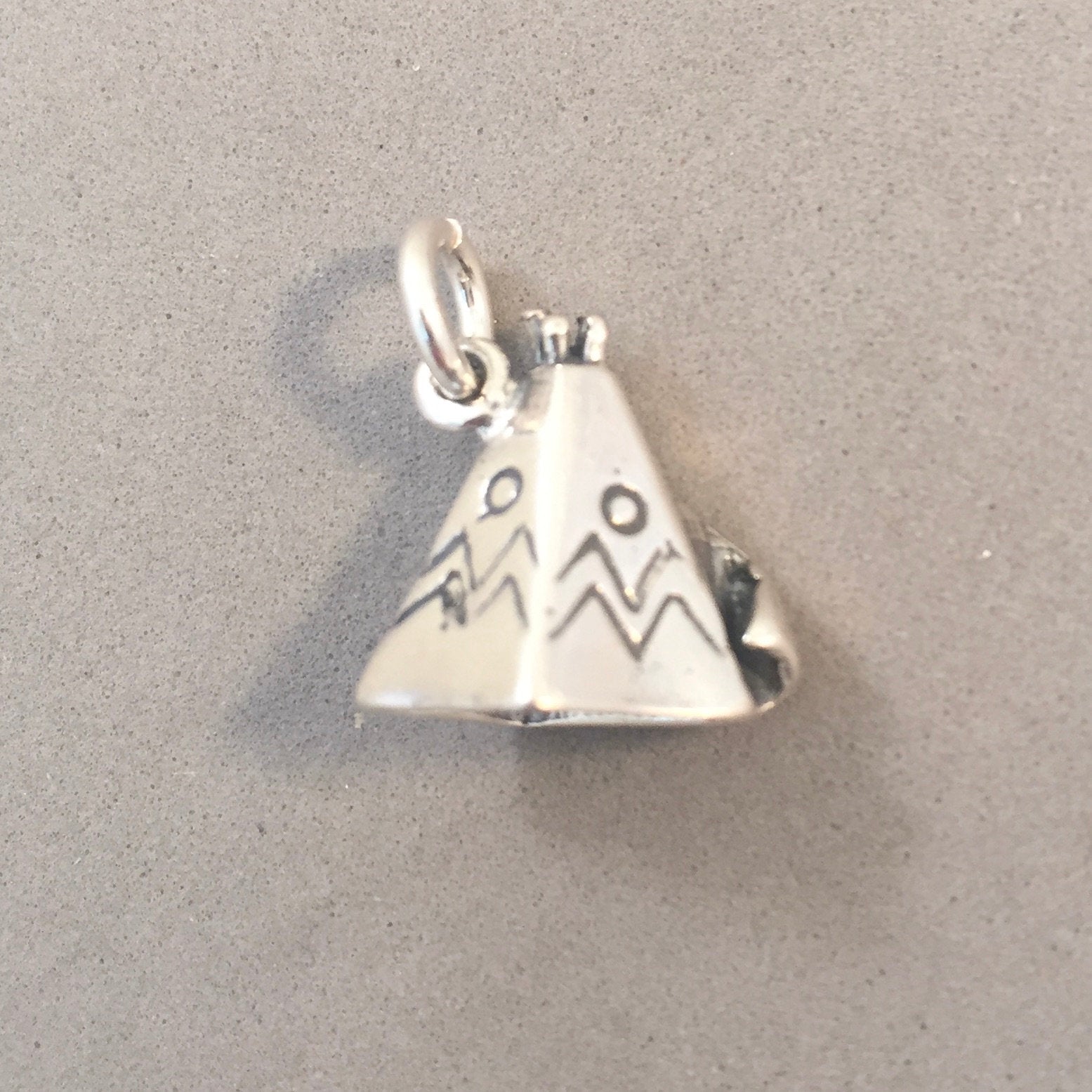 TEEPEE Sterling Silver 3-D Charm Pendant Native American