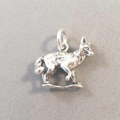 FOX .925 Sterling Silver 3-D Charm Pendant Animal Kit Gray Arctic Red Figural an47