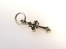 Load image into Gallery viewer, BUDDED CROSS .925 Sterling Silver Charm Pendant Oxidized Faith Religion fa03