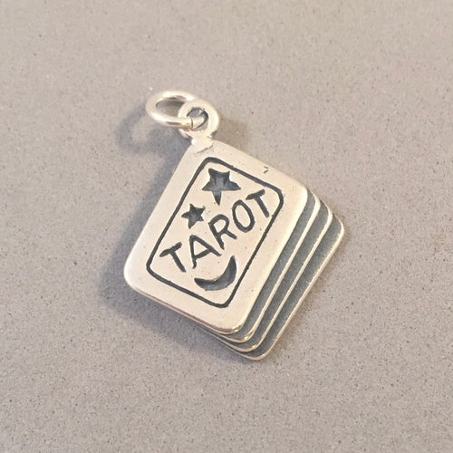 TAROT CARDS .925 Sterling Silver 3-D Charm Pendant Fortune Teller Deck Reading New Orleans BE04