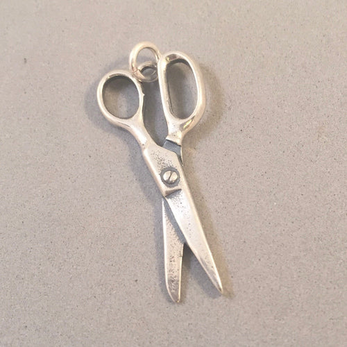 Sale! SEWING SHEARS SCISSORS .925 Sterling Silver Charm Pendant Supplies Quilting Seamstress HB109
