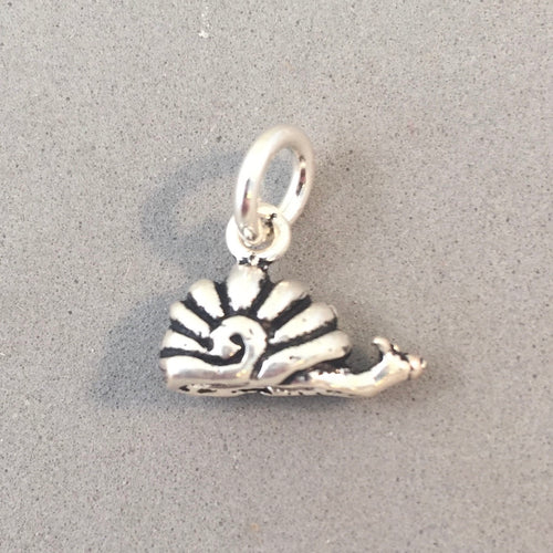 SNAIL .925 Sterling Silver 3-D Charm Pendant Garden Small Cute Escargot ga52