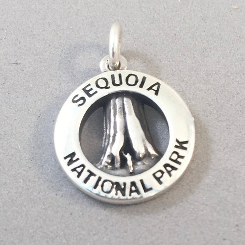 SEQUOIA National Park .925 Sterling Silver Charm Pendant Tree Trunk & Person Waving CA np67