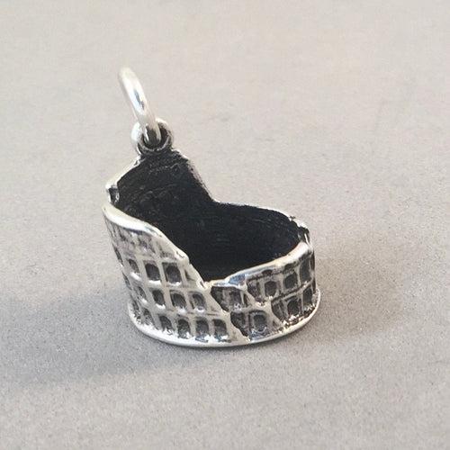 ROMAN COLOSSEUM .925 Sterling Silver 3-D Charm Pendant Europe Rome Italy Ruins Coliseum DV03