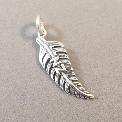 New Zealand FERN LEAF .925 Sterling Silver 3-D Charm Pendant Silver Fern NZ Symbol Souvenir TR09