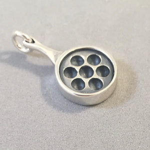 POFFERTJES PAN .925 Sterling Silver 3-D Charm Pendant Escargot Dish Holland Netherlands KT50