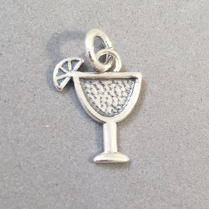 MARGARITA .925 Sterling Silver Charm Pendant Drink Alcohol Cocktail Mexico kt14