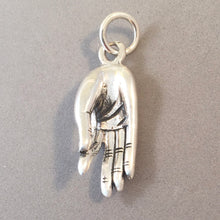 Load image into Gallery viewer, BUDDHA HAND .925 Sterling Silver 3-D Heavy Charm Pendant Vitarka Mudra Teaching Pose Buddhism fa10