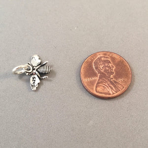 Sale! BEE Detailed .925 Sterling Silver 3-D Charm Pendant Garden Insect Bug Honey Small Cute IN09