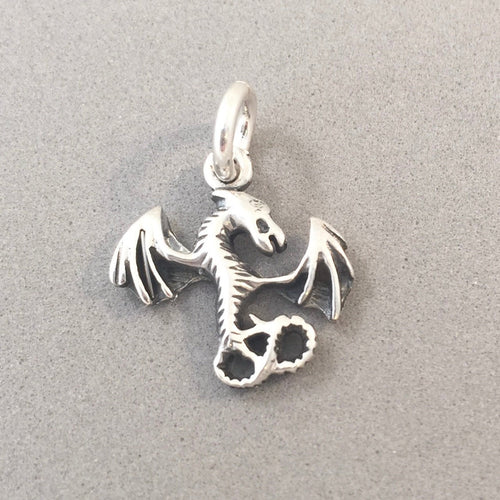 WINGED DRAGON .925 Sterling Silver Charm Pendant Detailed Fantasy Chinese New Year my19