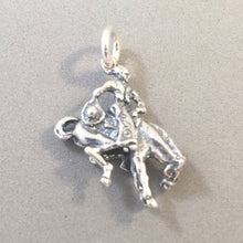 Load image into Gallery viewer, RODEO RIDER .925 Sterling Silver 3-D Charm Pendant Cowboy Cowgirl Bucking Bronco Horse AN34