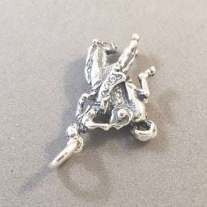 RODEO RIDER .925 Sterling Silver 3-D Charm Pendant Cowboy Cowgirl Bucking Bronco Horse AN34