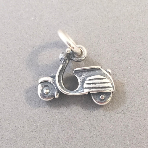 SCOOTER .925 Sterling Silver 3-D Charm Pendant Motorized Bike Moped Vespa Vehicle vh17