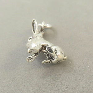 HARE Sterling Silver 3-D Charm Pendant Rabbit Jackrabbit Bunny Easter Peter Cottontail  an48