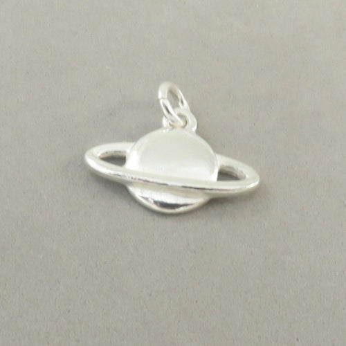 SATURN .925 Sterling Silver 3-D Charm Pendant Planet Astrology Astronomy Galaxy Universe my05