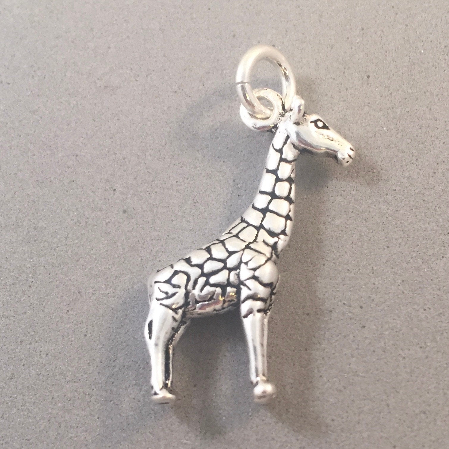 GIRAFFE Large .925 Sterling silver 3-D Charm Pendant Safari Africa 