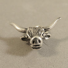 Load image into Gallery viewer, TEXAS LONGHORN .925 Sterling silver 3-D Charm Pendant Steer Head Oxen Cow Bull Cattle Ranch an78