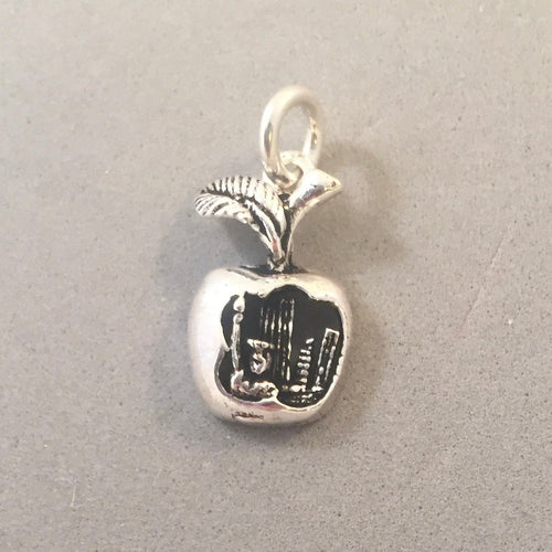 BIG APPLE .925 Sterling Silver 3-D Charm Pendant New York City Manhattan Statue of Liberty TY09