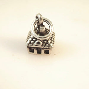 HOUSE 3-D .925 Sterling Silver Small Charm Pendant Home Sweet Cottage Country Realtor hm07