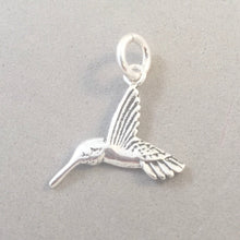 Load image into Gallery viewer, Sale! HUMMINGBIRD One Sided .925 Sterling Silver Charm Pendant Bird Feathers SL46J