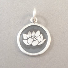 Load image into Gallery viewer, LOTUS MEDALLION .925 Sterling Silver Charm Pendant Waterlily Lily Pad Lilies Bloom Flower ga54