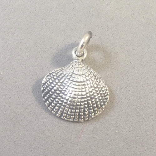 CLAM SHELL .925 Sterling Silver 3-D Charm Pendant Beach Sea Ocean Seafood Shellfish Seashell nt58