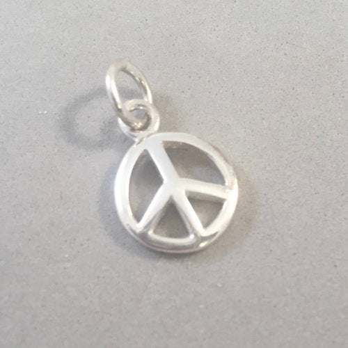 PEACE SIGN Small .925 Sterling Silver Small High Polished Basic Charm Pendant Rounded Symbol MY13