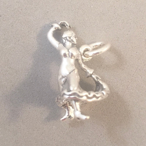 Sale! FLAMENCO DANCER .925 Sterling Silver 3-D Charm Pendant Andalusia Spain Spanish Barcelona Madrid tp13