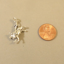 Load image into Gallery viewer, BULL RIDER .925 Sterling Silver 3-D Charm Pendant Rodeo Cowboy Bucking Riding an20