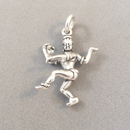 HINDU GOD SHIVA .925 Sterling Silver 3-D Charm Pendant Deities Four Arms Hinduism India fa12
