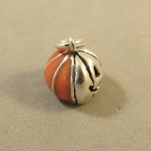 Load image into Gallery viewer, JACK-O-LANTERN Orange Enamel .925 Sterling Silver 3-D Charm Pendant Carved Pumpkin Halloween HL12