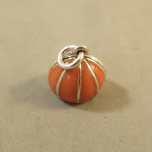 Load image into Gallery viewer, JACK-O-LANTERN Orange Enamel .925 Sterling Silver 3-D Charm Pendant Carved Pumpkin Halloween HL12