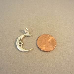 MAN in the MOON Charm .925 Sterling Silver Double Sided Charm Face Crescent Astrology my20